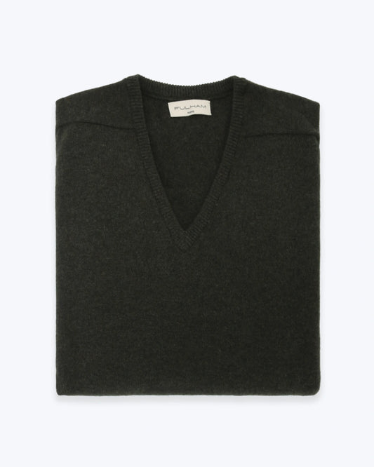 JERSEY DE PICO VERDE OSCURO LAMBSWOOL FULHAM