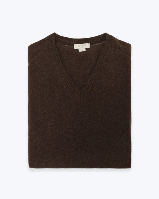 JERSEY CUELLO PICO DE LANA MARRÓN SEVENTY