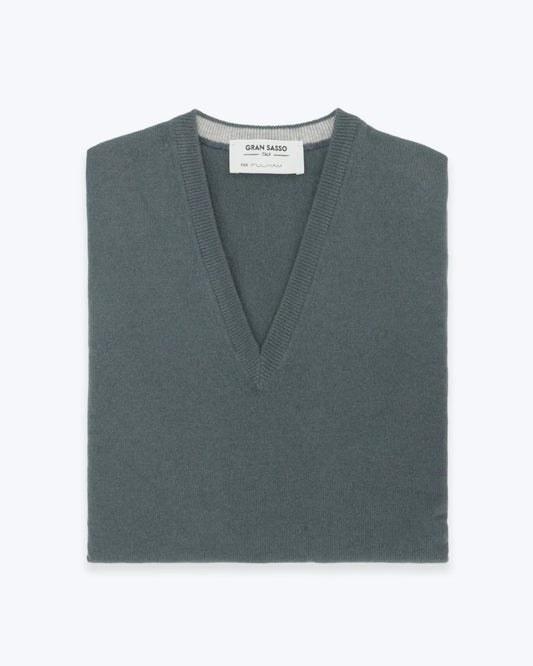 CHALECO DE PUNTO GRAN SASSO VERDE GRIS