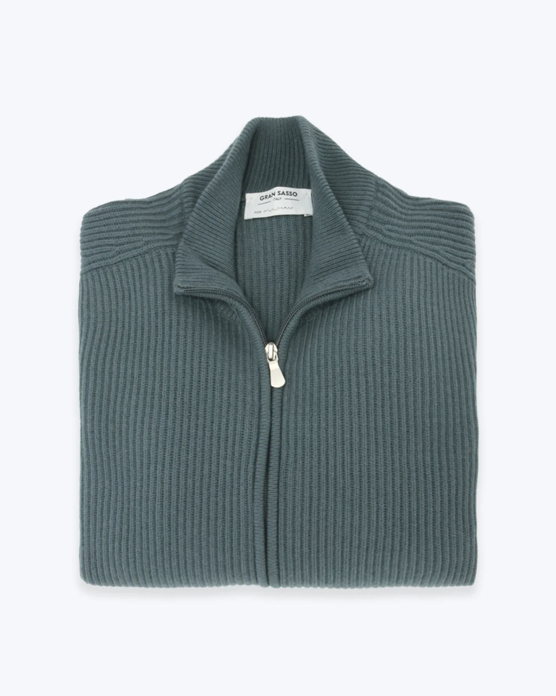 CARDIGAN CON CREMALLERA GRAN SASSO VERDE GRISÁCEO