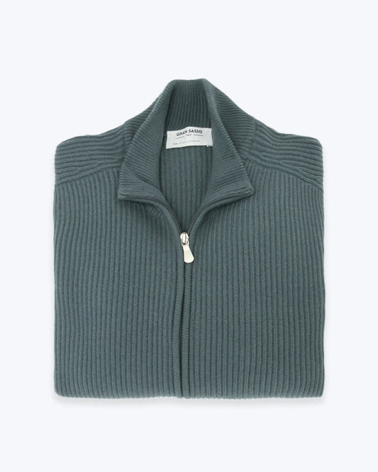 CARDIGAN CON CREMALLERA GRAN SASSO VERDE GRISÁCEO