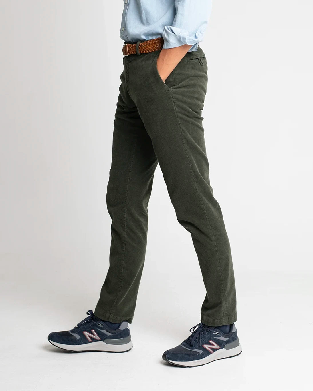PANTALÓN CHINO DE PANA VERDE OSCURO TWAY