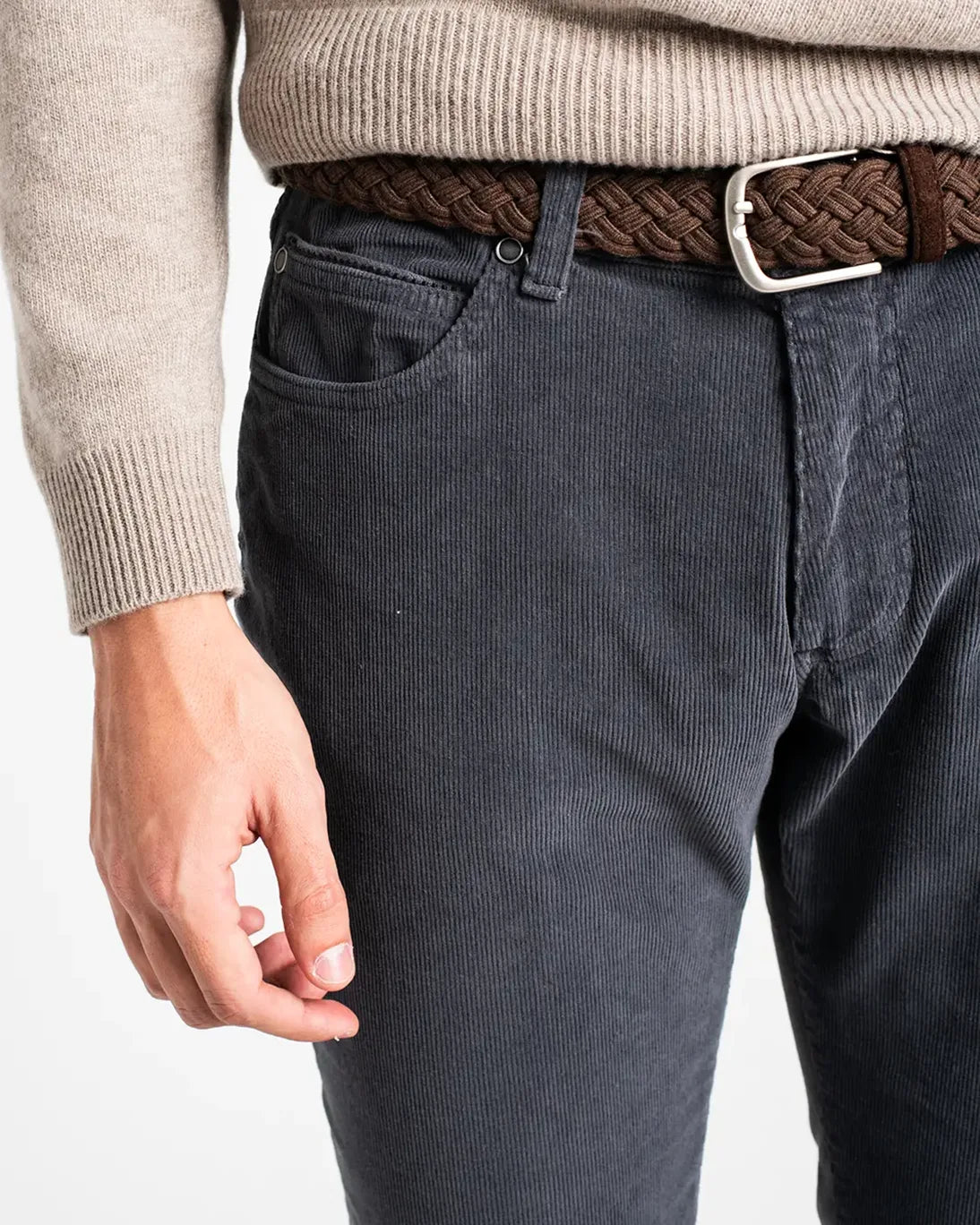 PANTALÓN 5 BOLSILLOS DE PANA GRIS TWAY