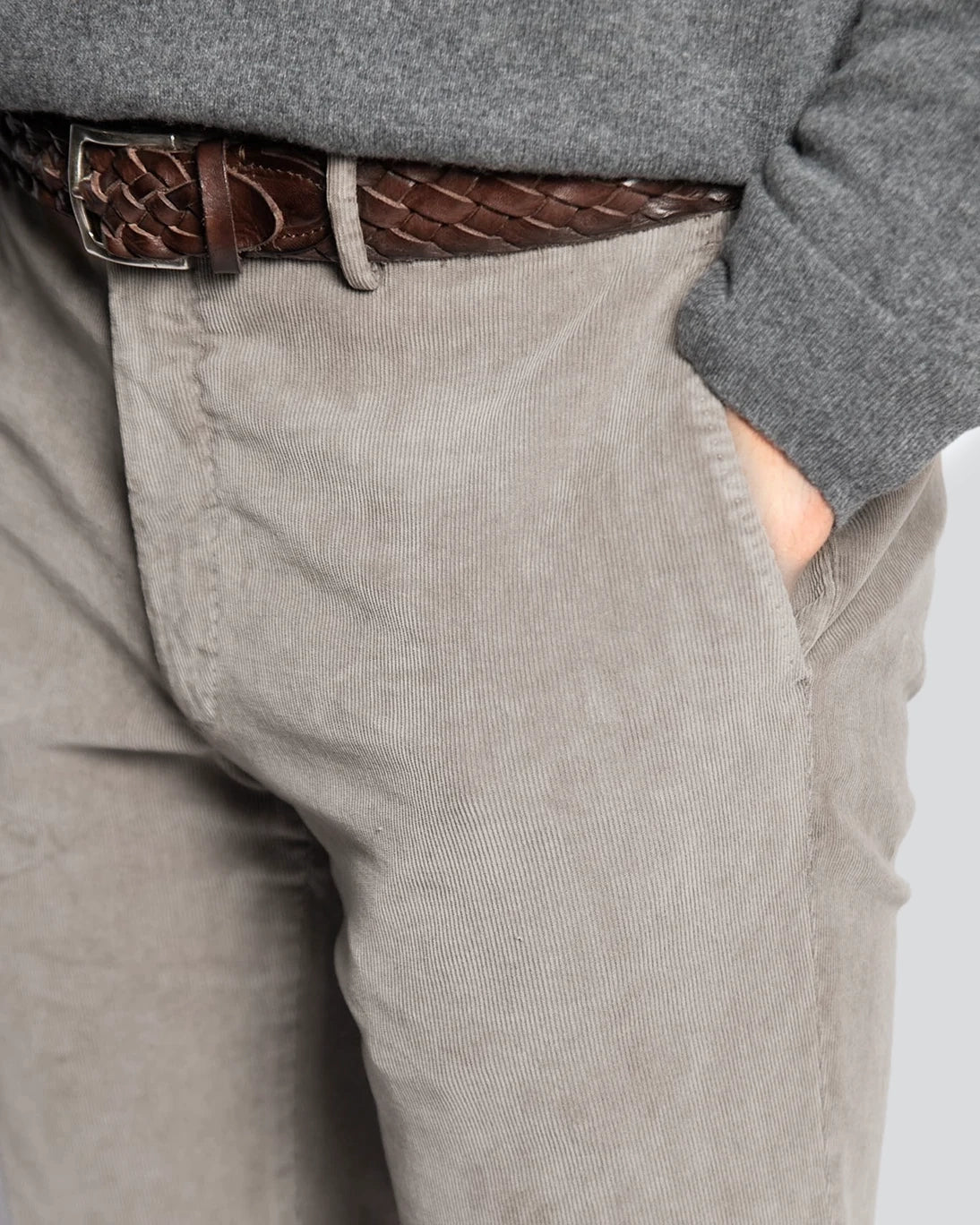 PANTALÓN CHINO DE PANA GRIS CLARO SANTANIELLO