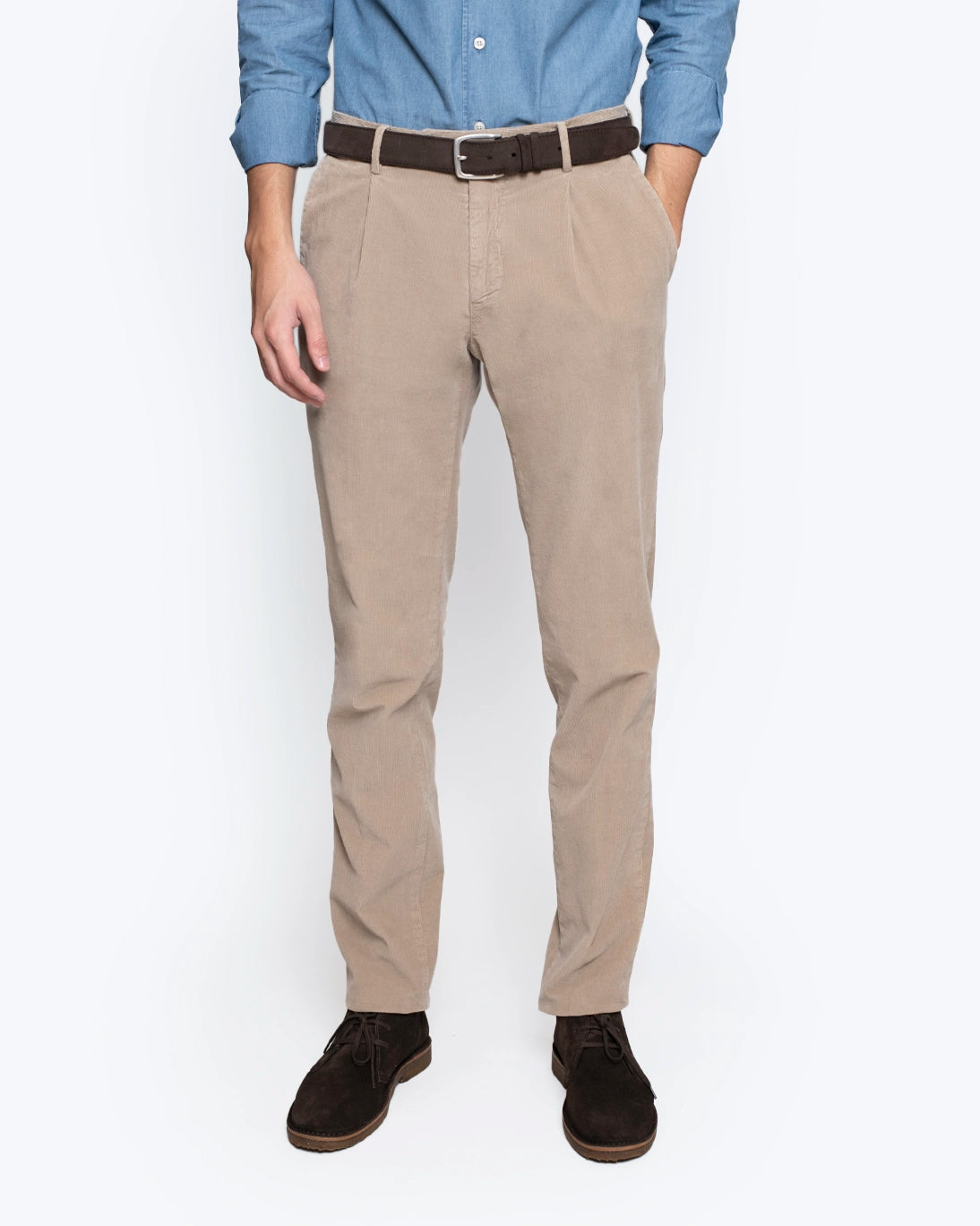 PANTALÓN CHINO DE PANA CON PINZA BEIGE L.B.M. 1911