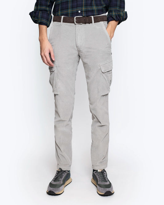 PANTALÓN CHINO CARGO DE PANA GRIS 40WEFT