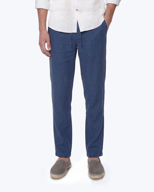 PANTALÓN CHINO DE LINO AZUL HARTFORD