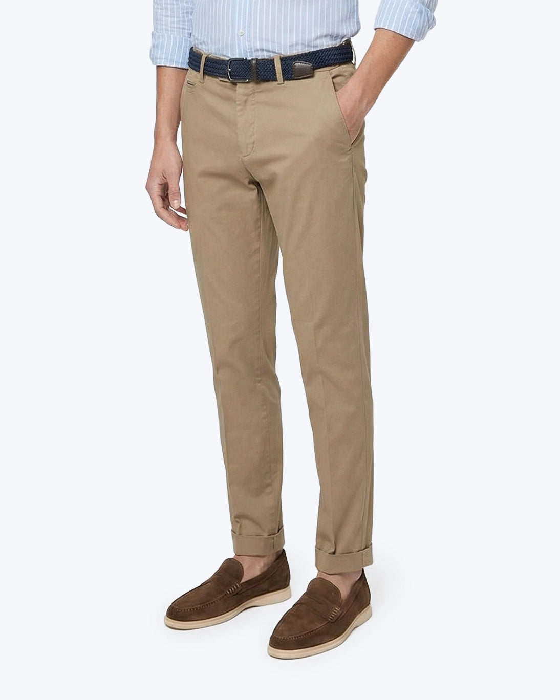 PANTALÓN CHINO CON VUELTA CAMEL SEVENTY