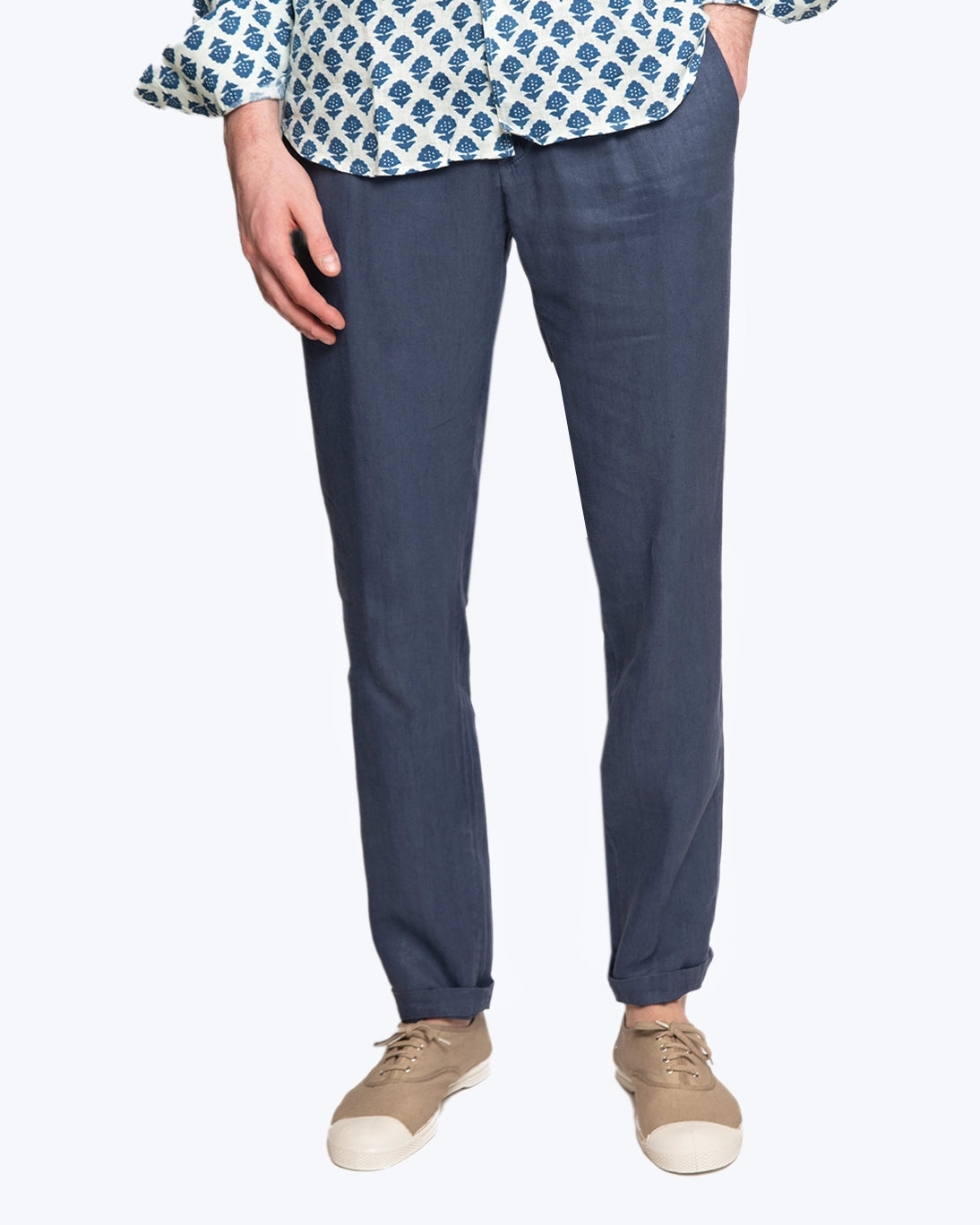 PANTALÓN DE LINO AZUL JOGGER AT.P.CO