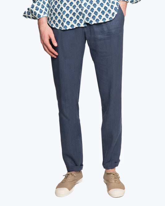 PANTALÓN DE LINO AZUL JOGGER AT.P.CO