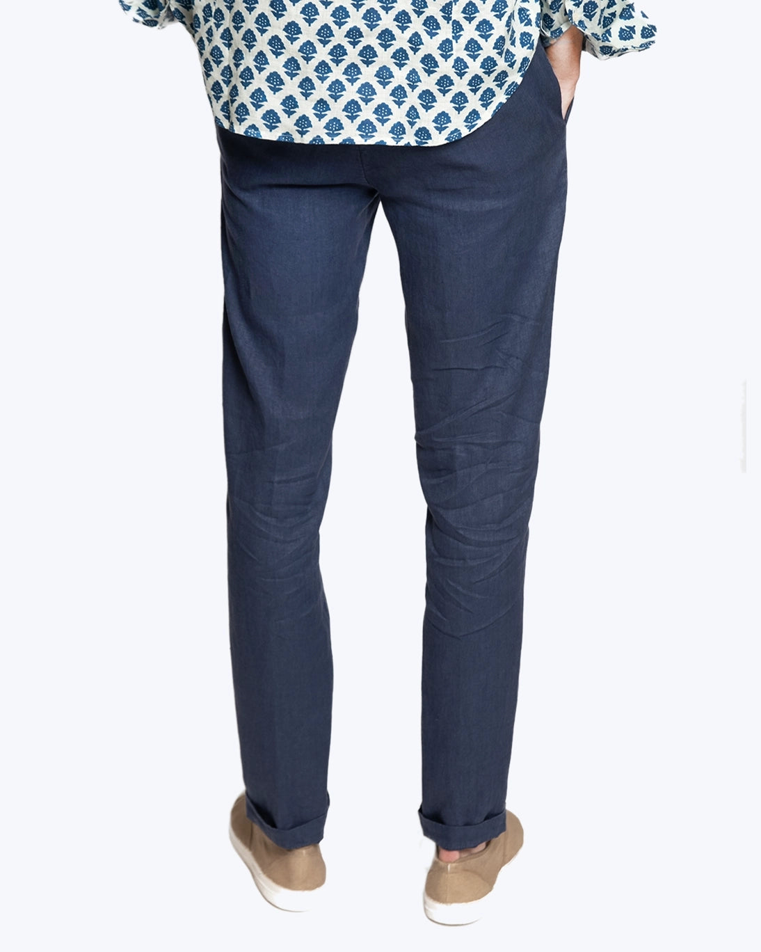 PANTALÓN DE LINO AZUL JOGGER AT.P.CO