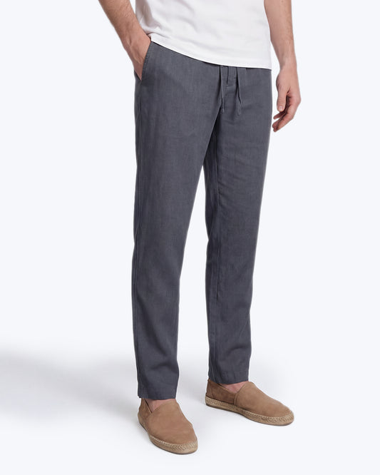 PANTALÓN DE LINO AZUL GRISÁCEO TWAY