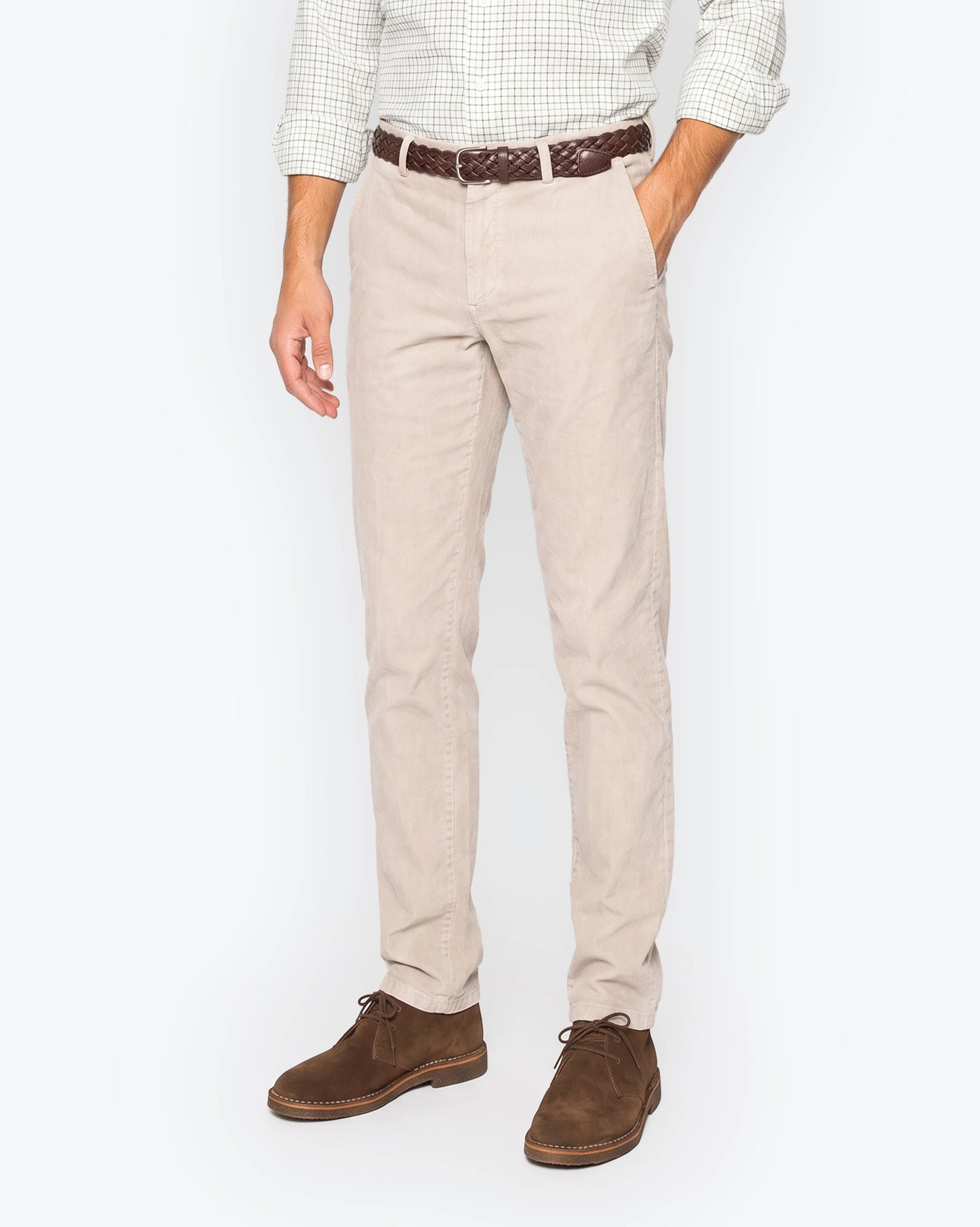 PANTALÓN CHINO DE PANA BEIGE CON PINZAS AT.P.CO