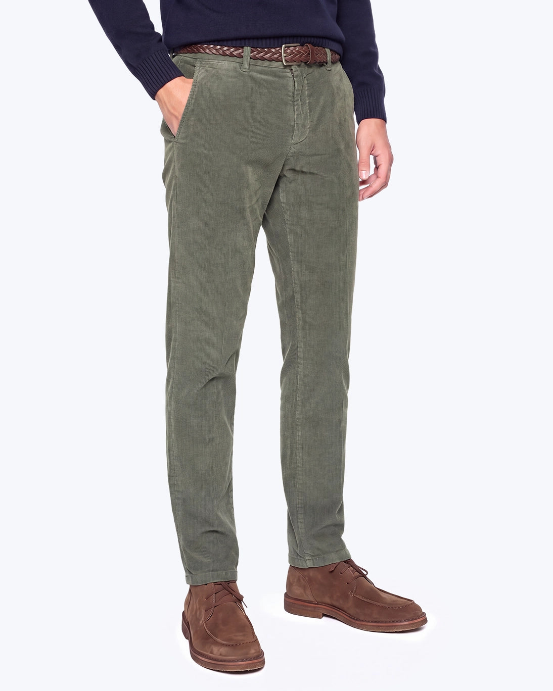 PANTALÓN CHINO DE PANA VERDE PETRÓLEO SANTANIELLO