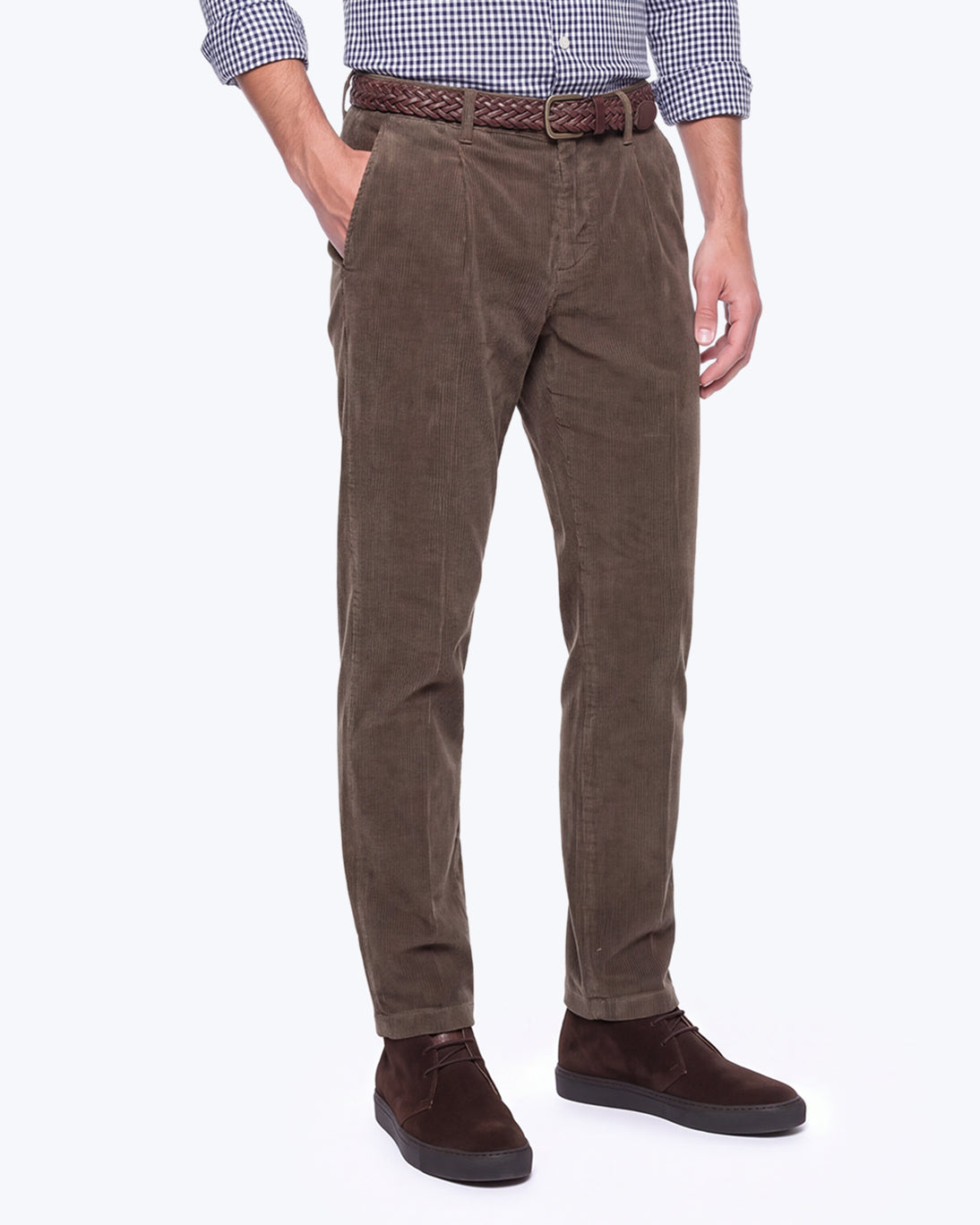 PANTALÓN CHINO DE PANA MARRÓN CON CORDÓN AT.P.CO