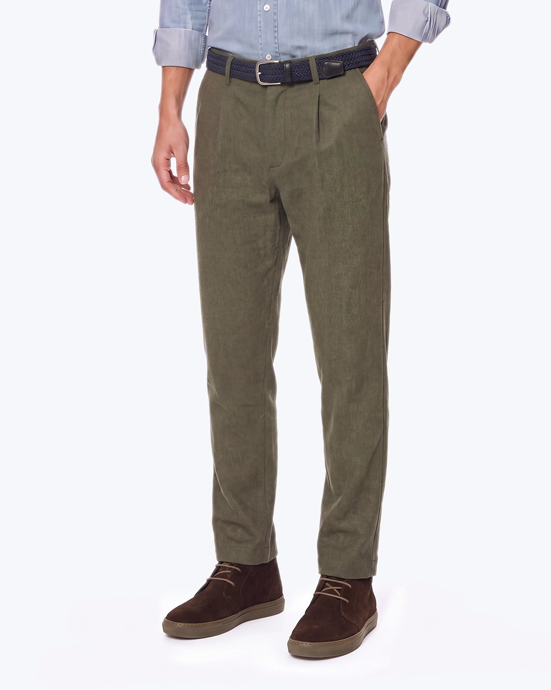 PANTALÓN CHINO PINZA FRANELA VERDE HARTFORD