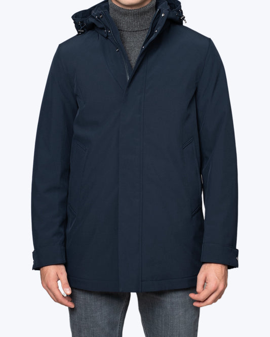 PARKA AZUL CON CAPUCHA SOFT SHELL BARROW WOOLRICH