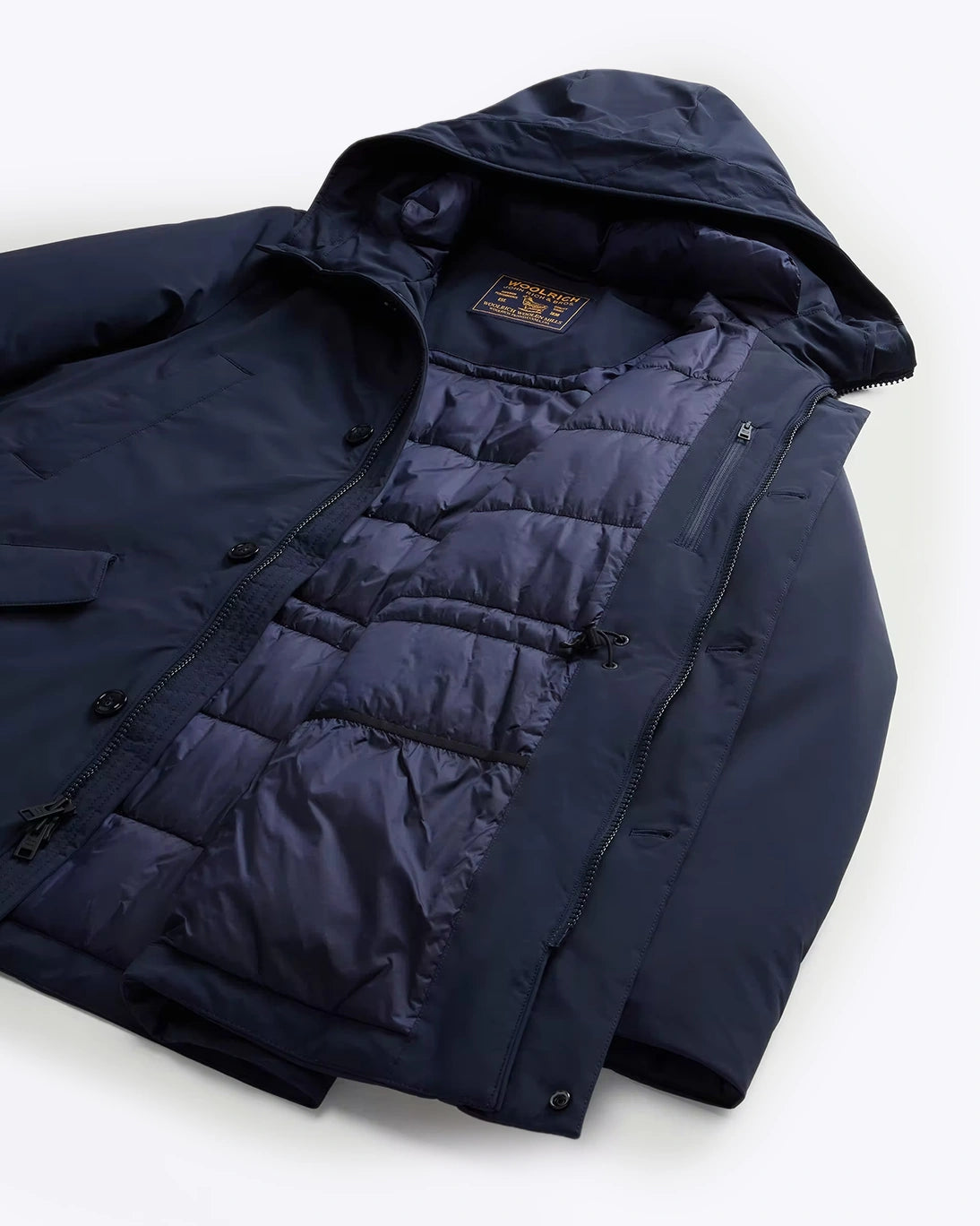 PARKA  CON CAPUCHA OCULTA AZUL MARINO WOOLRICH