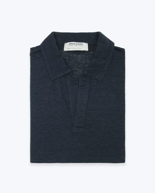 POLO DE MANGA LARGA DE LINO NAVY GRAN SASSO