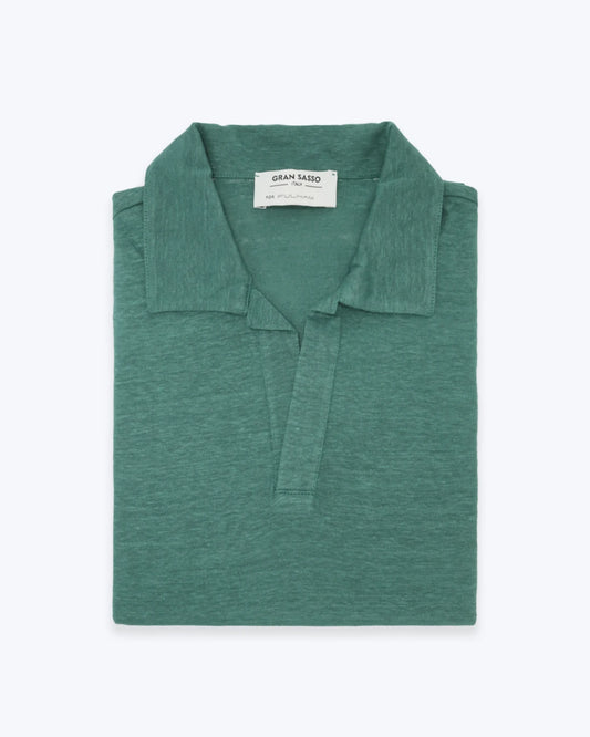 POLO DE MANGA LARGA DE LINO VERDE GRAN SASSO