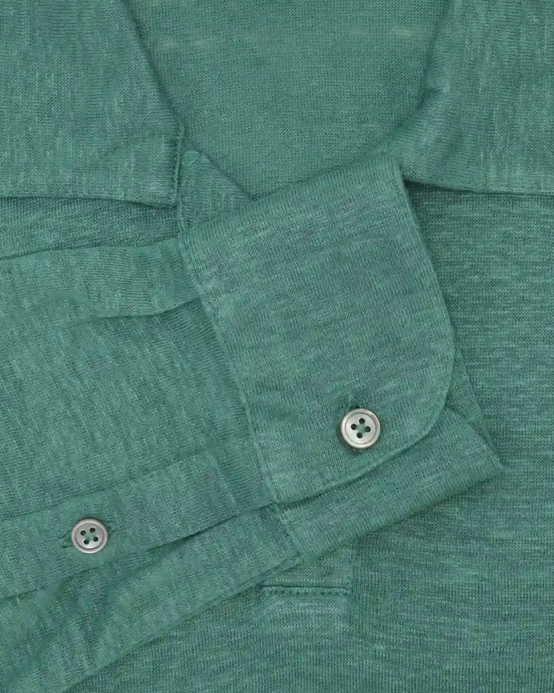 POLO DE MANGA LARGA DE LINO VERDE GRAN SASSO