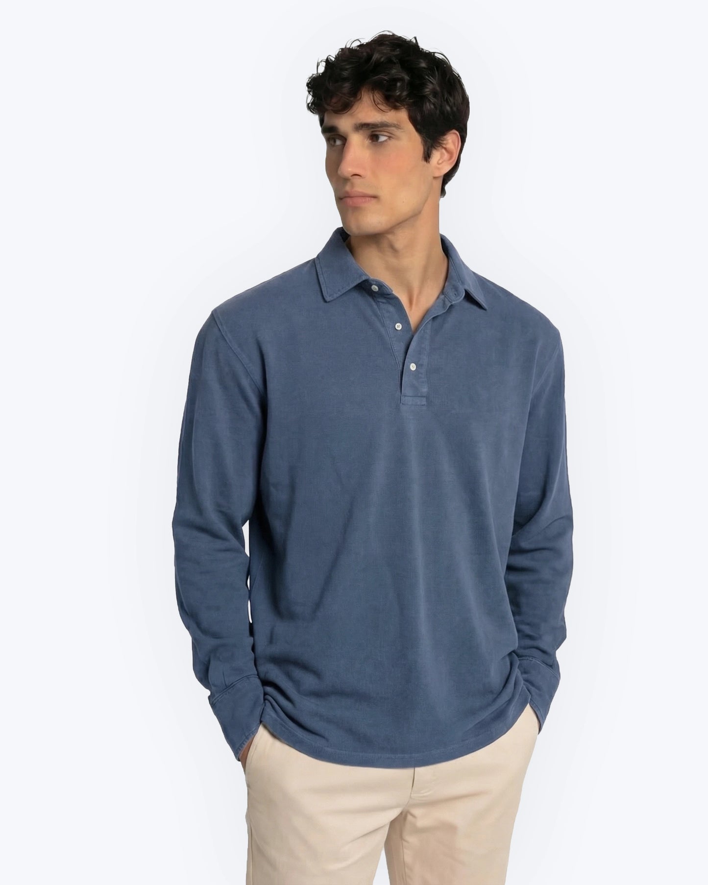 POLO DE MANGA LARGA AZUL TWAY