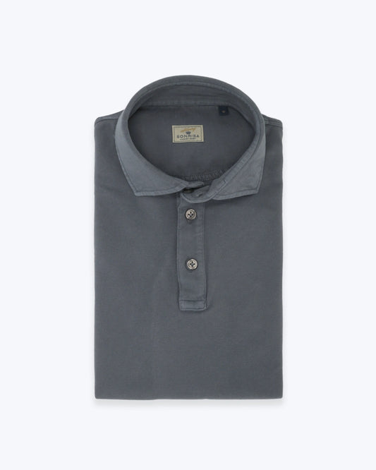 POLO DE MANGA CORTA DE PIQUÉ GRIS SONRISA