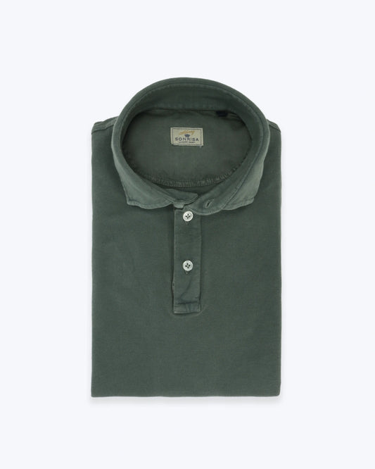 POLO DE MANGA CORTA PIQUÉ VERDE OSCURO SONRISA