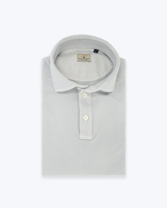POLO DE MANGA CORTA DE PIQUÉ GRIS CLARO SONRISA