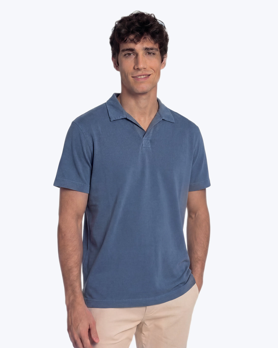 POLO DE JERSEY MANGA CORTA AZUL MEDIO TWAY
