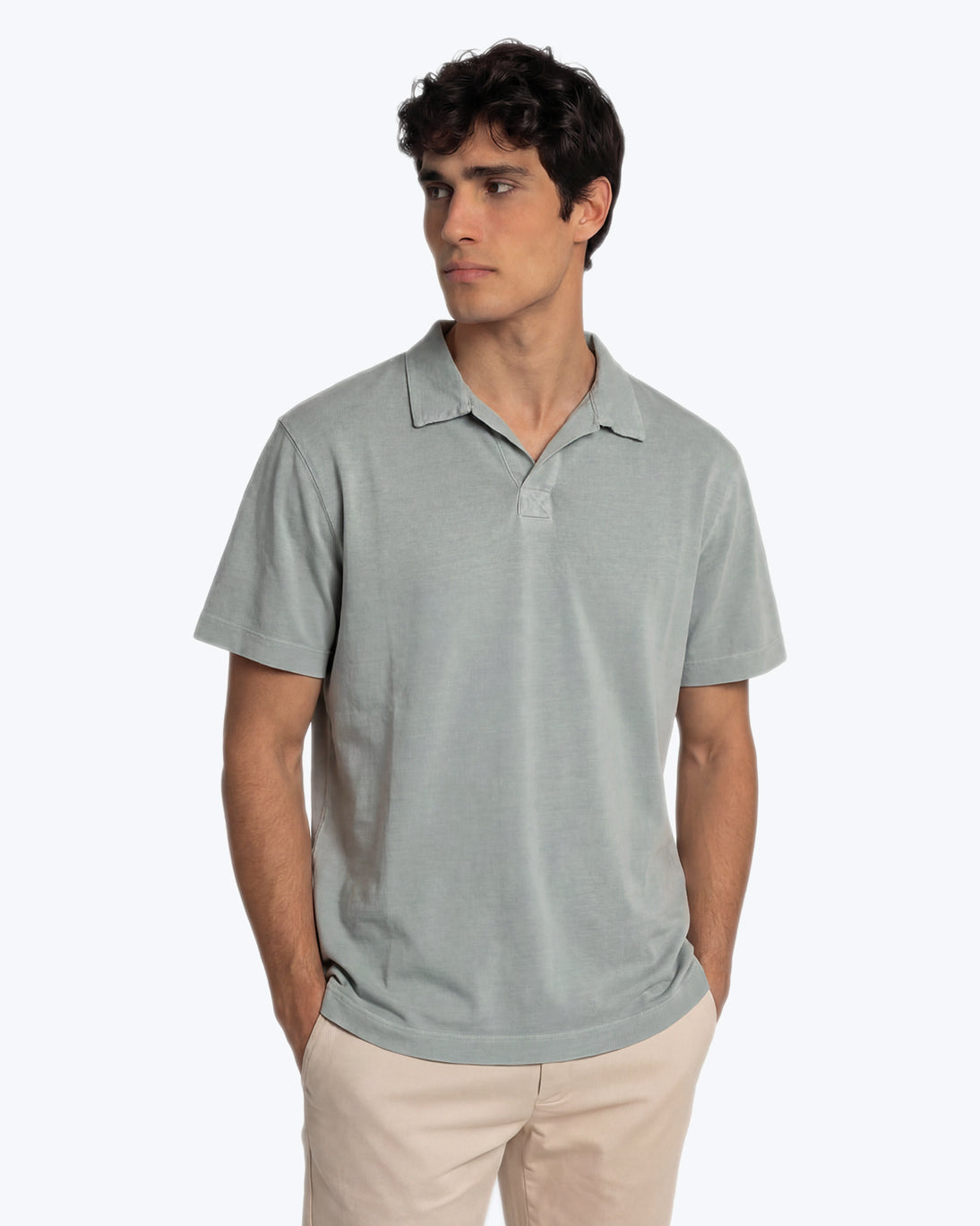 POLO DE JERSEY MANGA CORTA VERDE GRISÁCEO TWAY