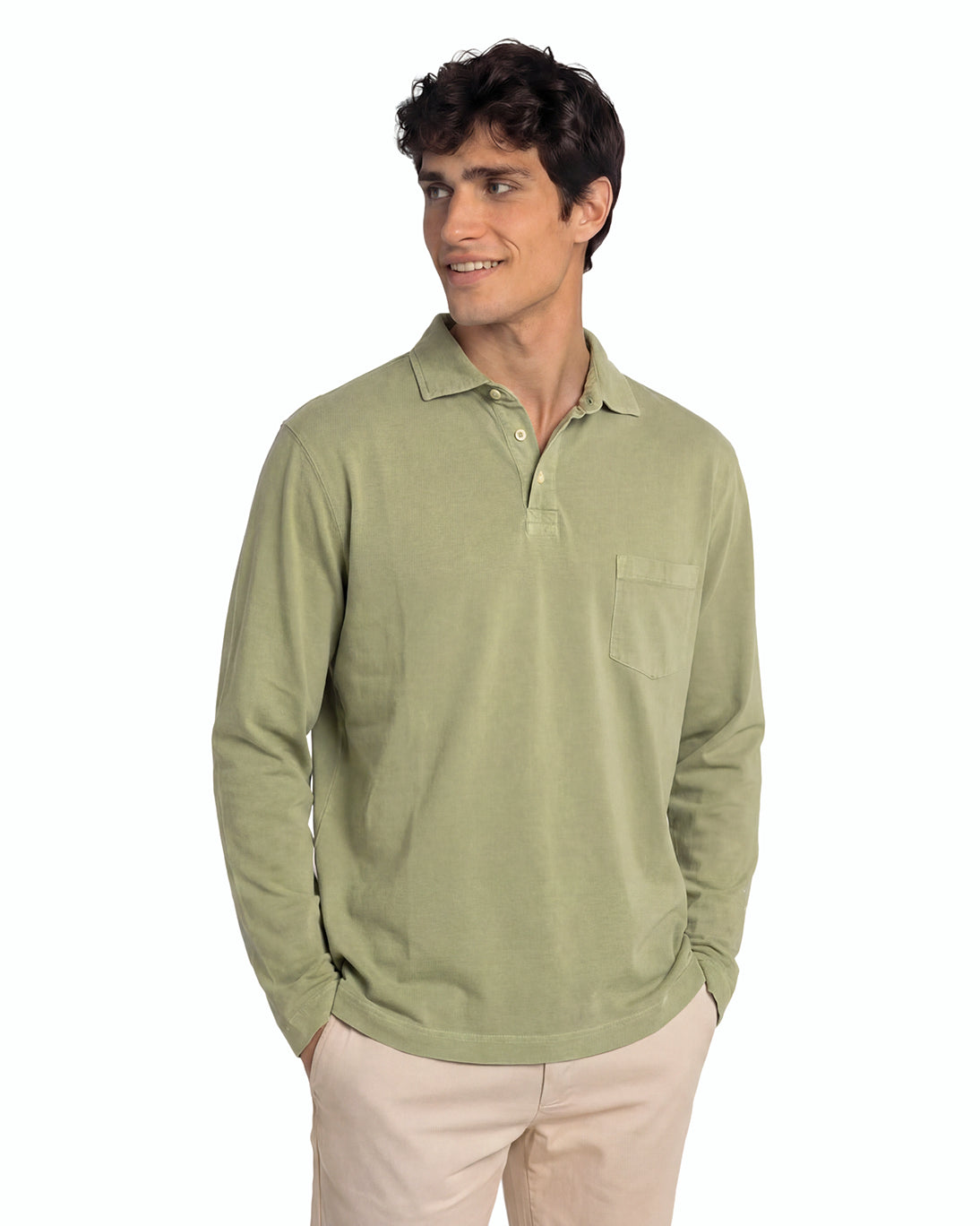 POLO DE MANGA LARGA JERSEY VERDE TWAY