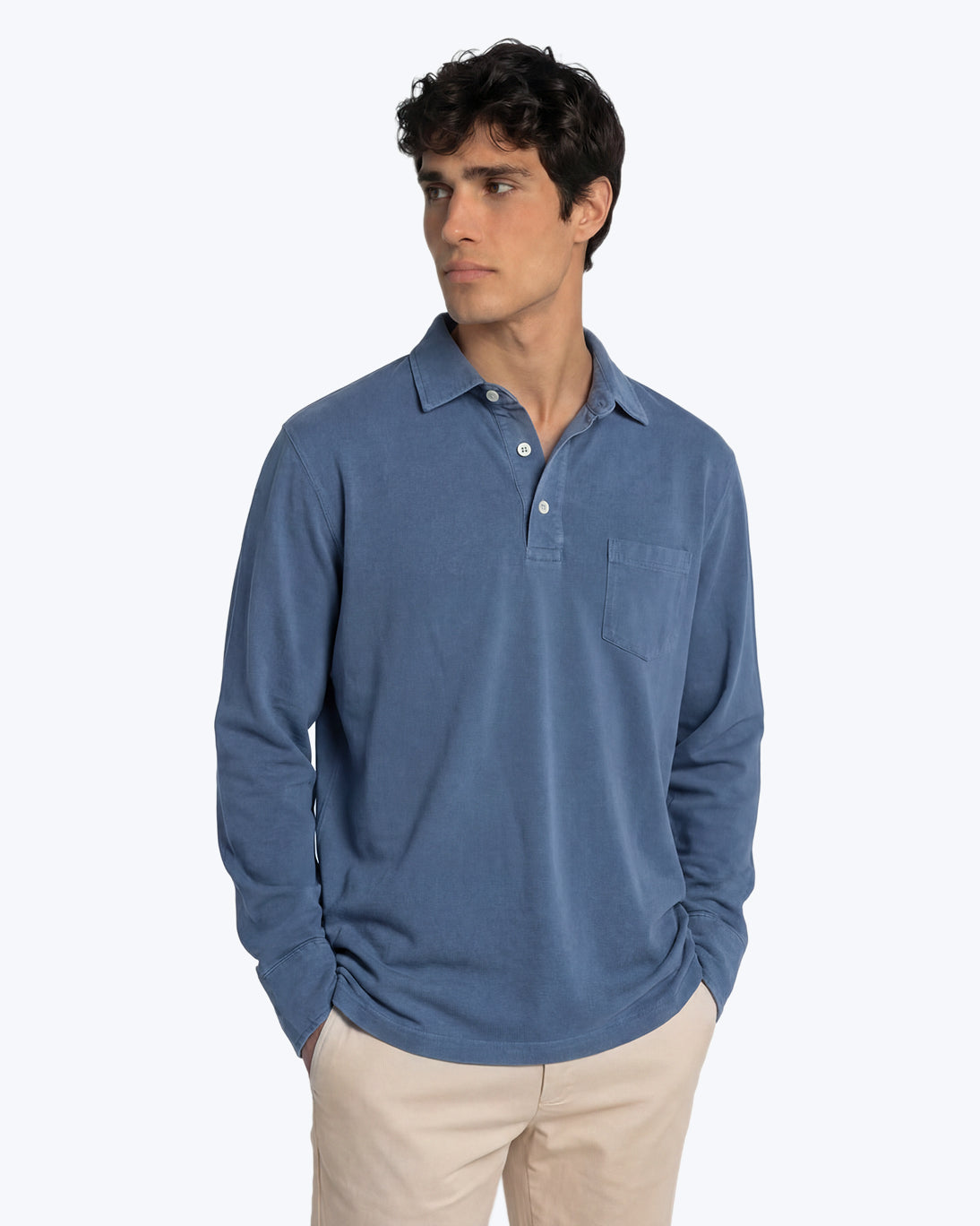 POLO DE MANGA LARGA JERSEY AZUL MEDIO TWAY
