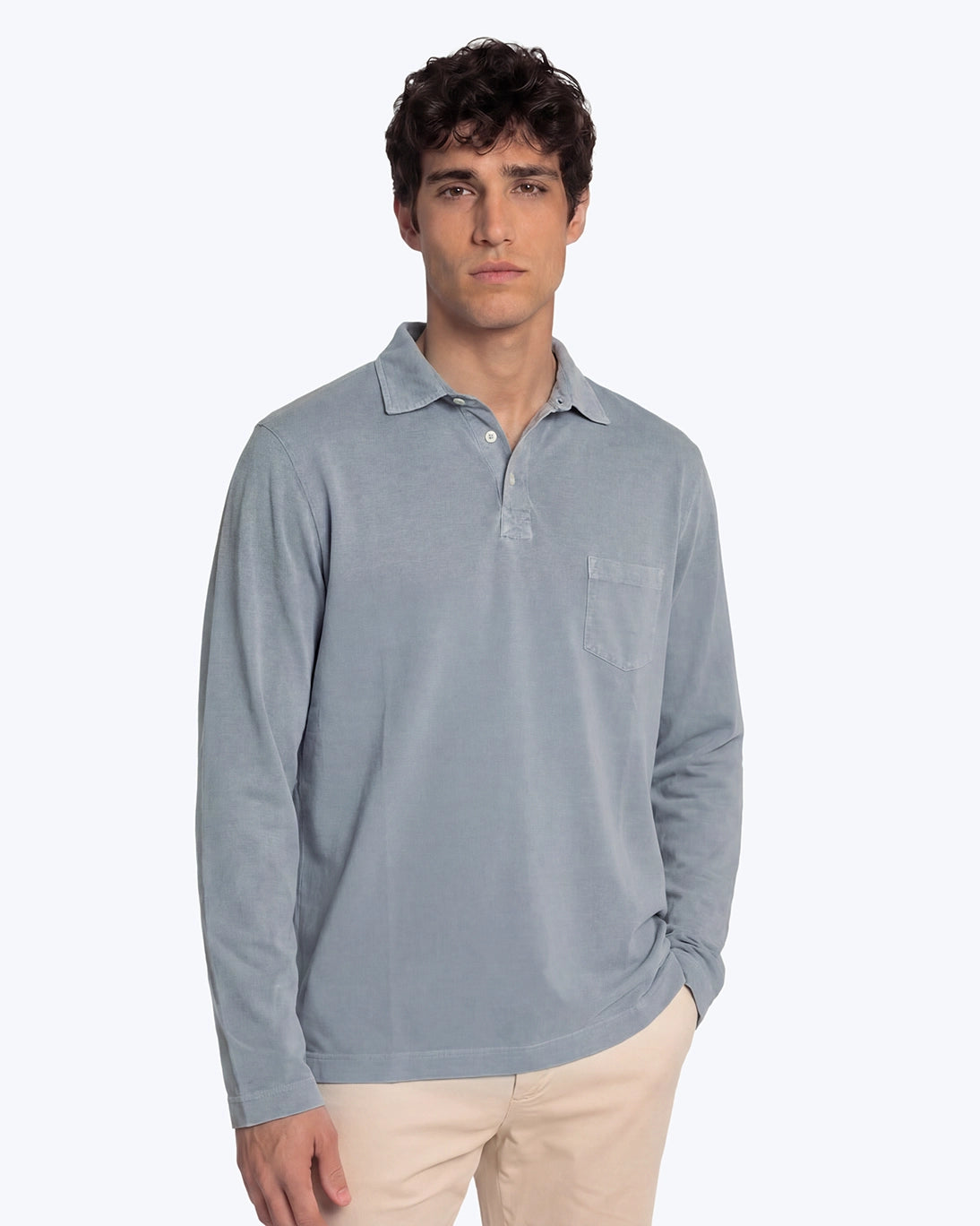 POLO DE MANGA LARGA JERSEY AZUL GRISÁCEO TWAY