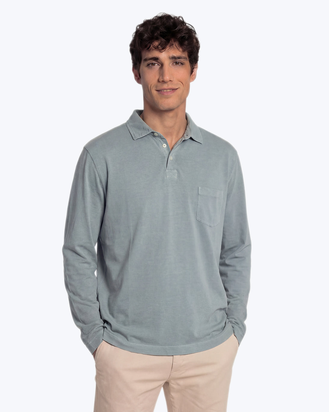 POLO DE MANGA LARGA JERSEY VERDE GRISÁCEO TWAY
