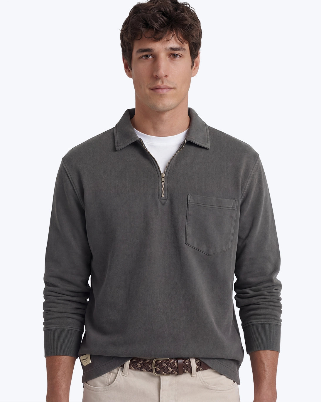 SUDADERA GRIS CON CUELLO POLO TWAY