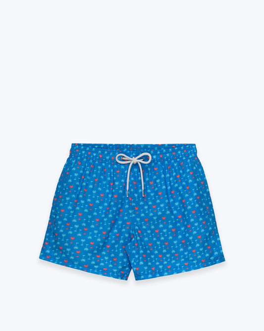 TRAJE DE BAÑO AZUL CON PALMERAS SUNDEK