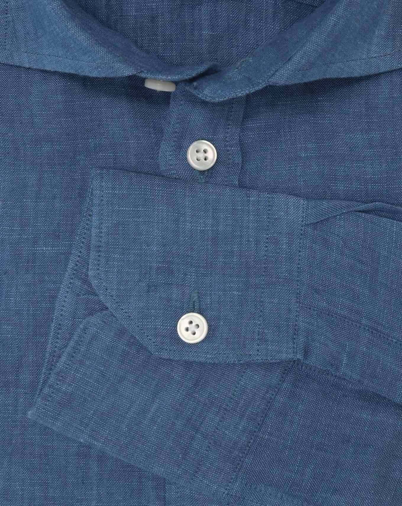 CAMISA LINO BASTONCINO 19/AZUL DENIM / 44