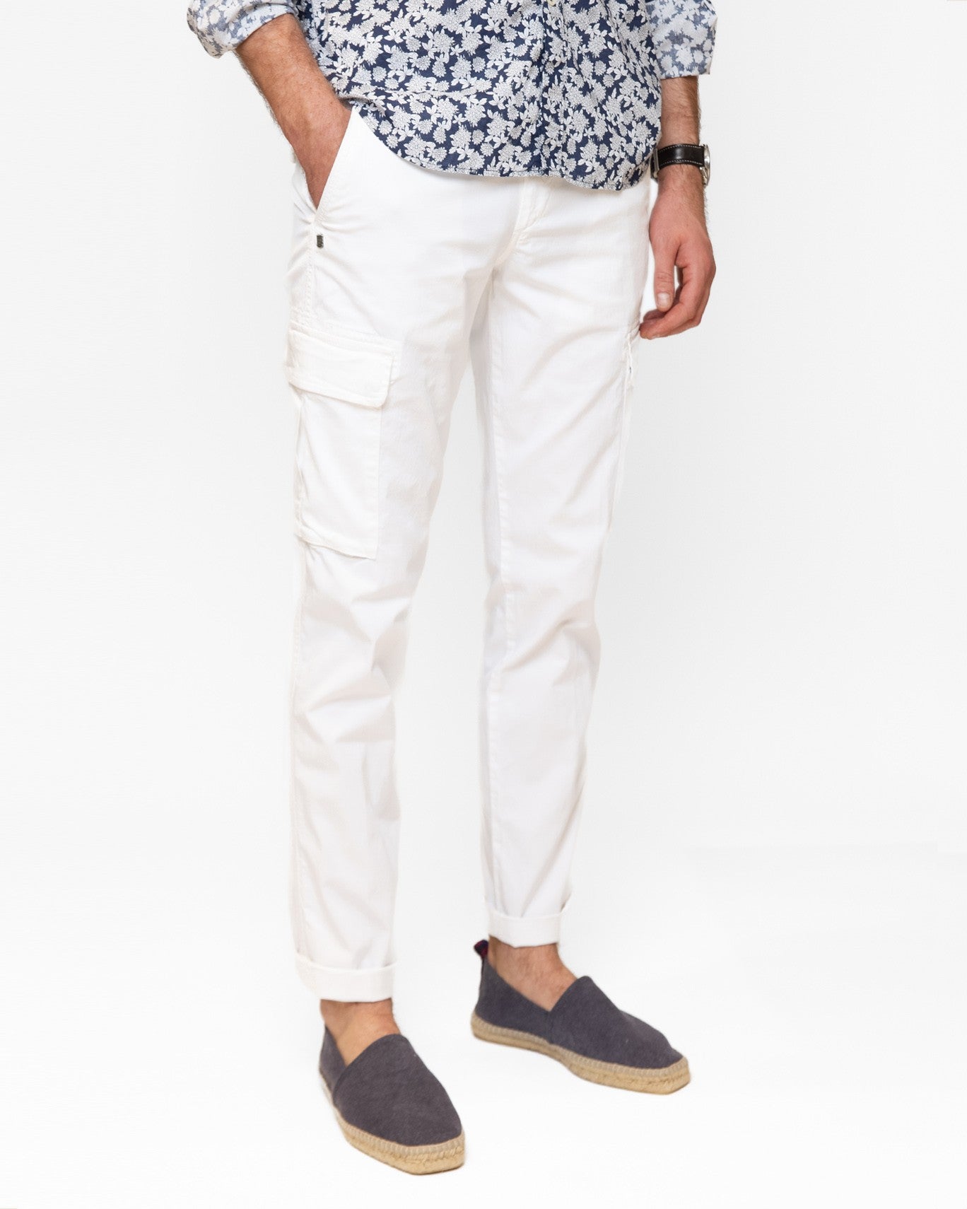 PANTALÓN CHINO CARGO 40WEFT 40W441/BLANCO / 64