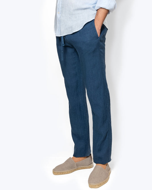 PANTALON CHINO LINO  HARTFORD 104/LINO AZUL / 54