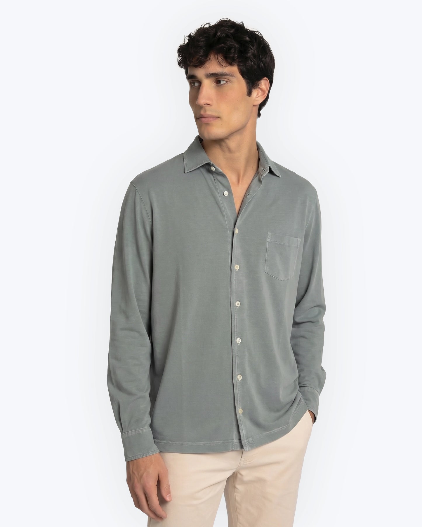 CAMISA DE JERSEY VERDE GRISÁCEA TWAY