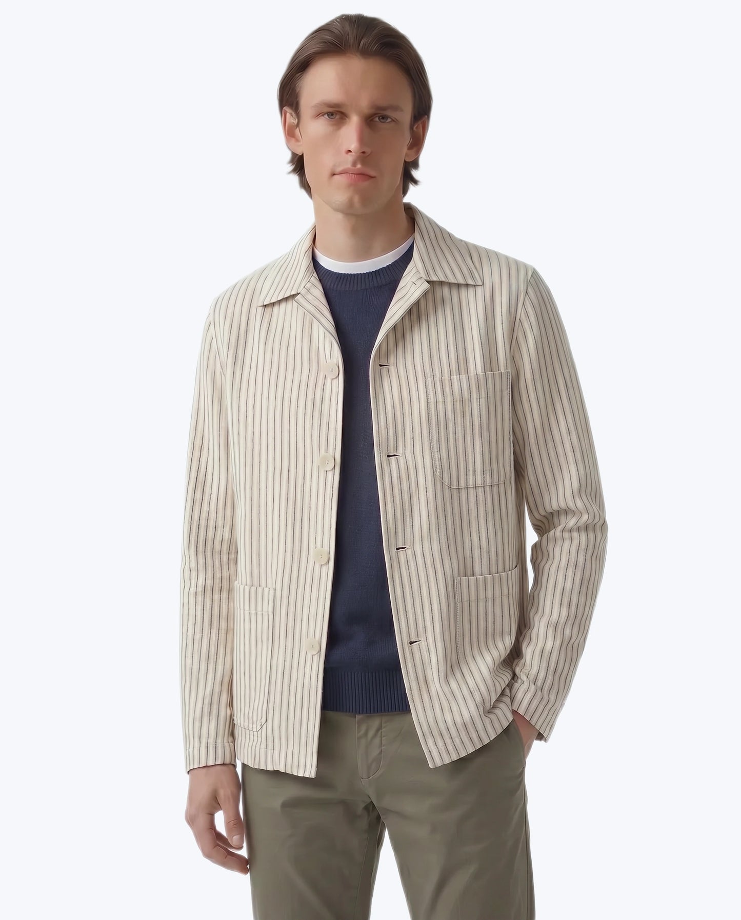 CHAQUETA RAYAS DE LINO Y ALGODÓN HARTFORD