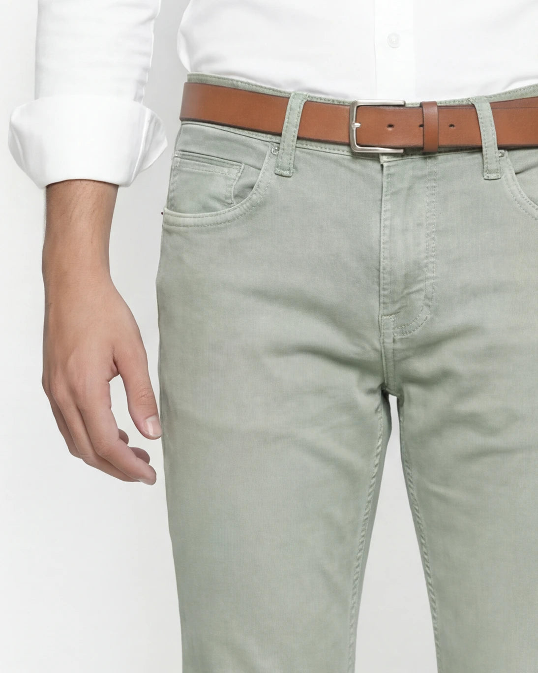 PANTALÓN 5 BOLSILLOS VERDE CLARO ARNE PIPE MAC JEANS